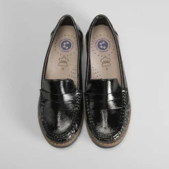 Clearance Mocasín plano dentado negro Mujer Zapatos Confort|Mocasines