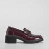 New Mocasín tacón con estribo burdeos Mujer Zapatos Confort|Mocasines