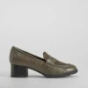 Outlet Mocasín tacón kaki Mujer Zapatos Confort|Mocasines