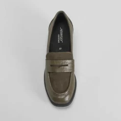Outlet Mocasín tacón kaki Mujer Zapatos Confort|Mocasines