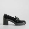 New Mocasín tacón plataforma charol negro PICCOLA PIU Mujer Mocasines