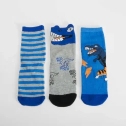 Discount Pack 3 calcetines dinos azul Calcetines