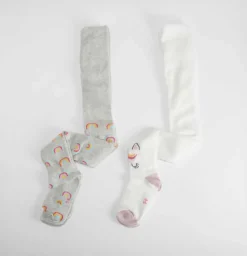 Outlet Pack 2 leotardos unicornio multicolor Calcetines