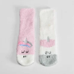 Hot Pack 2x calcetines antideslizantes rosa unicornio Calcetines