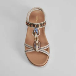 Outlet Sandalia aros madera beige Mujer Sandalias Cuña