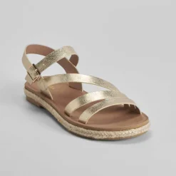 Sandalia bandolera yute oro Mujer Sandalias Planas