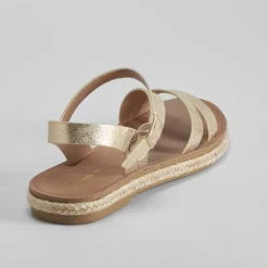 Sandalia bandolera yute oro Mujer Sandalias Planas
