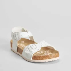 Best Sandalia bio con hebillas y brillo blanco OH GIRL Sandalias