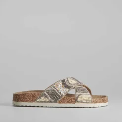 Sandalia bio cruzada con abalorios Mujer Sandalias Bio Y Menorquinas