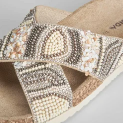 Sandalia bio cruzada con abalorios Mujer Sandalias Bio Y Menorquinas