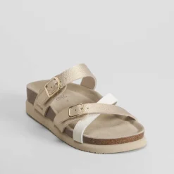 Outlet Sandalia bio cruzada piel oro Mujer Sandalias Bio Y Menorquinas|Sandalias Confort