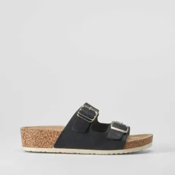 Sale Sandalia bio cuña hebillas negra Mujer Sandalias Cuña|Sandalias Confort