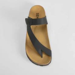 Clearance Sandalia bio de piel negra Hombre Sandalias