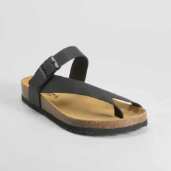 Clearance Sandalia bio de piel negra Hombre Sandalias