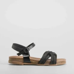 Sandalia bio de piel tiras negra Mujer Sandalias Bio Y Menorquinas