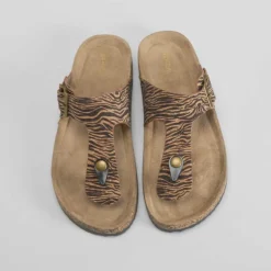 Online Sandalia bio esclava estampada negra Mujer Sandalias Bio Y Menorquinas