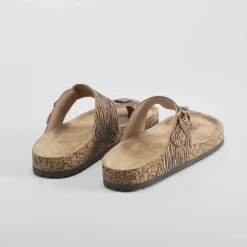 Online Sandalia bio esclava estampada negra Mujer Sandalias Bio Y Menorquinas