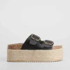 New Sandalia bio plataforma dos hebillas negra Mujer Sandalias Bio Y Menorquinas