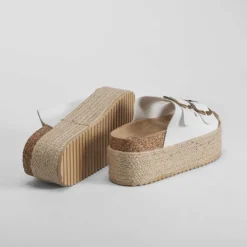 Clearance Sandalia bio plataforma dos hebillas blanca Mujer Sandalias Bio Y Menorquinas