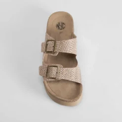 Sandalia bio plataforma rallada rosa Mujer Sandalias Bio Y Menorquinas