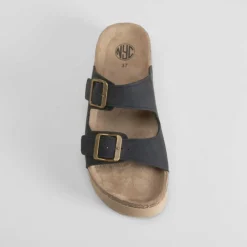 Hot Sandalia bio plataforma rayada negra Mujer Sandalias Bio Y Menorquinas