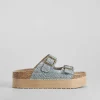 Sale Sandalia bio plataforma rallada azul Mujer Sandalias Bio Y Menorquinas