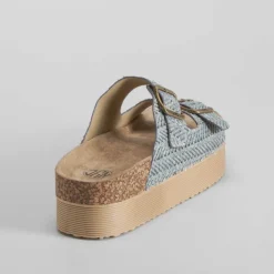 Sale Sandalia bio plataforma rallada azul Mujer Sandalias Bio Y Menorquinas
