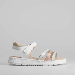 New Sandalia blanca tiras metalizada Sandalias