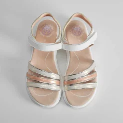 New Sandalia blanca tiras metalizada Sandalias