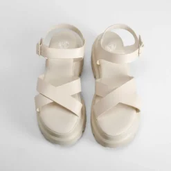 Best Sandalia cruzada chunky blanca Mujer Sandalias Planas