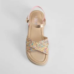 Discount Sandalia cruzada con rafia color rosa OH GIRL Sandalias