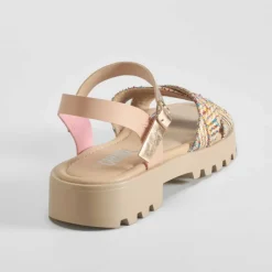 Discount Sandalia cruzada con rafia color rosa OH GIRL Sandalias