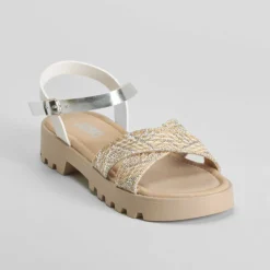 New Sandalia cruzada rafia blanca OH GIRL Sandalias