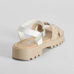 New Sandalia cruzada rafia blanca OH GIRL Sandalias