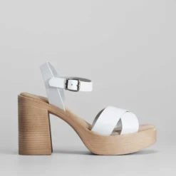 Sandalia cruzada tacón plataforma piel Mujer Sandalias Plataforma