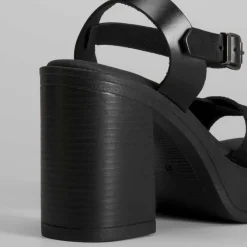 Outlet Sandalia cruzada tacón plataforma piel Mujer Sandalias Tacón