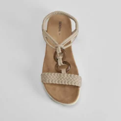 Hot Sandalia cuña aros madera taupe Mujer Sandalias Cuña