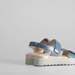 Best Sandalia cuña azul brillos Mujer Sandalias Cuña|Sandalias Confort