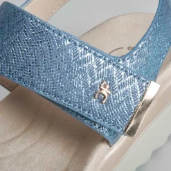 Best Sandalia cuña azul brillos Mujer Sandalias Cuña|Sandalias Confort