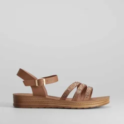 Sale Sandalia cuña baja brillos Mujer Sandalias Planas