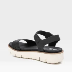 Sale Sandalia cuña baja negra Mujer Sandalias Cuña