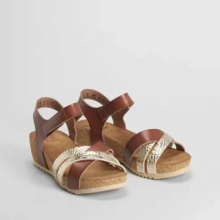 Clearance Sandalia cuña bio camel Mujer Sandalias Cuña