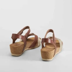 Clearance Sandalia cuña bio camel Mujer Sandalias Cuña