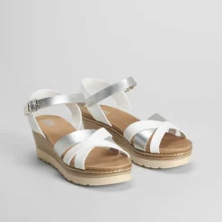 Clearance Sandalia cuña blanca Mujer Sandalias Cuña
