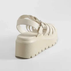 Hot Sandalia cuña chunky beige Mujer Sandalias Cuña