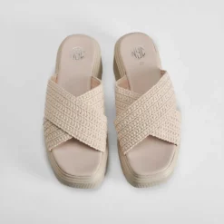 Discount Sandalia cuña chunky pala beige Mujer Sandalias Cuña
