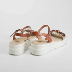 Online Sandalia cuña de piel abalorios multicolor OH GIRL Sandalias