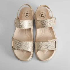 Sale Sandalia cuña dorada brillos Mujer Sandalias Cuña|Sandalias Confort