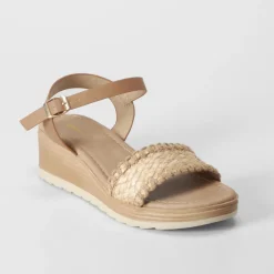 Sandalia cuña media marrón Mujer Sandalias Cuña