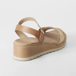 Sandalia cuña media marrón Mujer Sandalias Cuña
